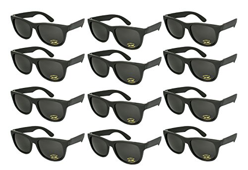 Edge I-Wear 12 Bulk 80s Neon Party Sunglasses for Adult Party Favors with CPSIA certified-Lead(Pb) Content Free (Black, 54)