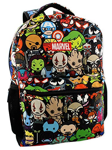 Marvel Kawaii Avengers Boys Girls 16' School Backpack (One Size, Black/Multi)