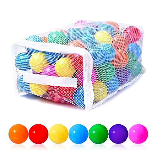PlayMaty Ball Pit Balls - Phthalate Free BPA Free Colorful Plastic Play Ocean Pool Balls for Kids Swim Pit Fun Toys 100pcs for Toddlers and Baby Playhouse Play Tent Playpen(Colorful)