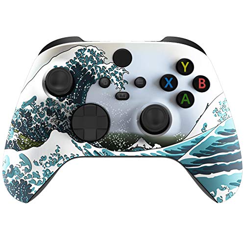 eXtremeRate Custom Shell for Xbox Series X & S Controller - Revitalize Your Controller - The Great Wave Replacement Cover Front Housing Cover for Xbox Core Controller Wireless [Control NOT Included]