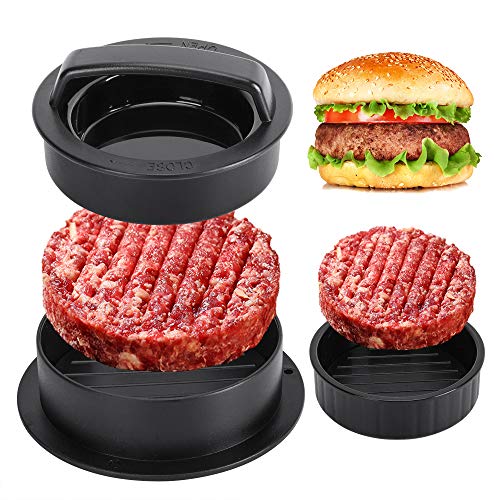 Hamburger Press Patty Maker, Burger Press, 3 in 1 Non-Stick Meat Beef Veggie Hamburger Mold, Kitchen Gadgets to Make Patty for Stuffed Slider BBQ Barbecue Grilling