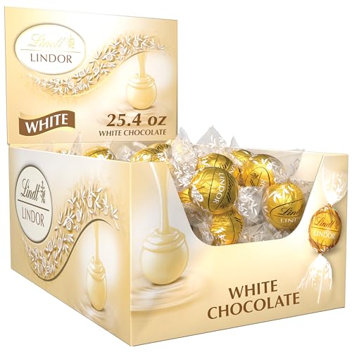 Lindt LINDOR White Chocolate Candy Truffles, Mother's Day Chocolate, 25.4 oz., 60 Count