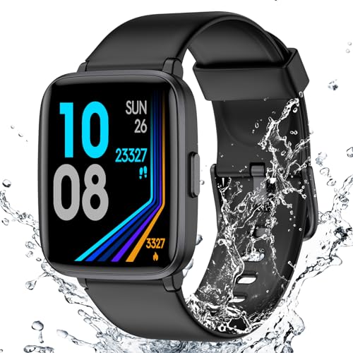 Fitness Tracker Watch with Heart Rate Monitor, Large Screen Activity Tracker with Pedometer, Sleep Monitor, Calories & Step Counter, 5ATM Waterproof Smart Watch for Women Men Fitness Watch for Sports