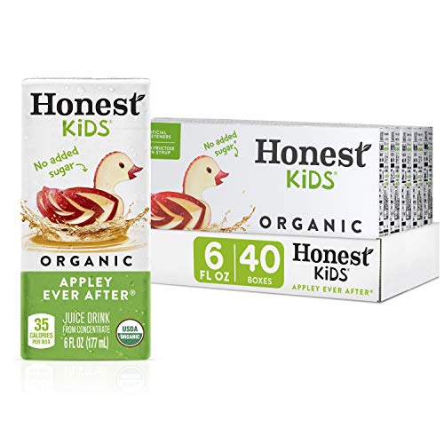 Honest Kids Appley Ever After, Organic Juice Drink, 6 Fl oz Juice Boxes, Pack Of 40, Apple