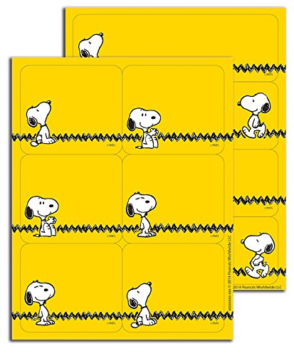 Eureka Yellow Snoopy Sticker Name Tags and Labels, 56pc