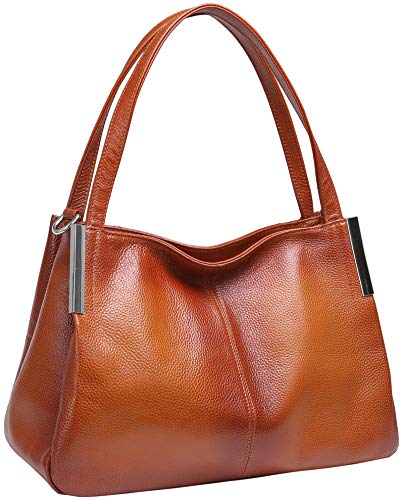 HESHE Leather Purses for Women Tote Top Handle Bags Shoulder Handbags Designer Office Ladies Purse Cross Body Hobo Bag (Sorrel)