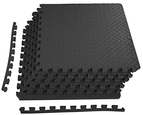 BalanceFrom Puzzle Exercise Mat with EVA Foam Interlocking Tiles for MMA, Exercise, Gymnastics and Home Gym Protective Flooring, 3/4' Thick, 24 Square Feet, Black