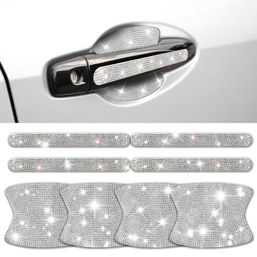 8PCS Bling Car Accessories Crystal Glitter Door Handle Protector Stickers,Rhinestone Car Door Handle Stickers,Bling Aoto Accessories for Women