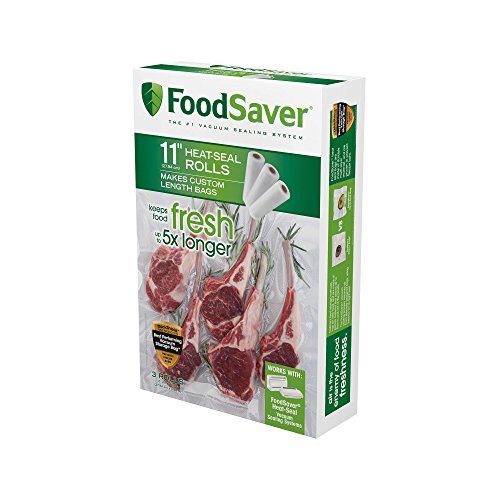 FoodSaver Vacuum Sealer Bags, Rolls for Custom Fit Airtight Food Storage and Sous Vide, 11' x 16' (Pack of 3)