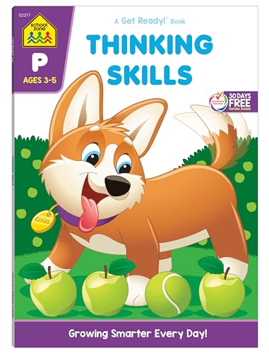 School Zone - Thinking Skills Workbook - 64 Pages, Ages 3 to 5, Preschool to Kindergarten, Problem-Solving, Logic & Reasoning Puzzles, and More (School Zone Get Ready! Book Series)