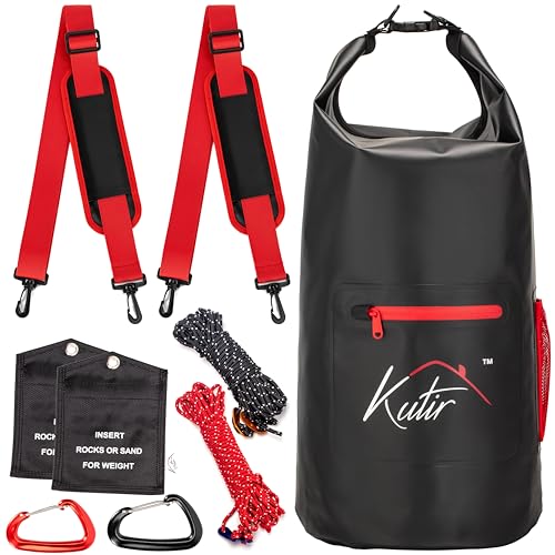 Kutir Bear Food Bag Hanging System - Ultralight 20L Waterproof Bear Bag Kit for Camping with Survival Rope, Clips, Rock Pouch, and Instructions - Perfect for Backpacking and Outdoor Adventures