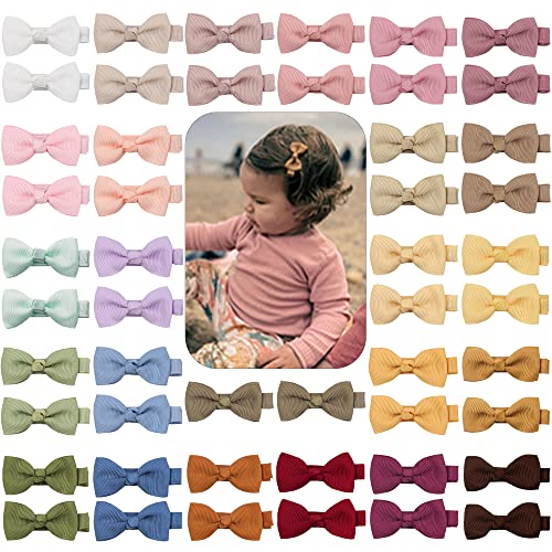 CÉLLOT Baby Hair Clips 50PCS Baby Girls Fully Lined Baby Bows Hair Pins Tiny 2' Hair Bows Alligator Clips for Baby Girls Infants Toddlers in Pairs
