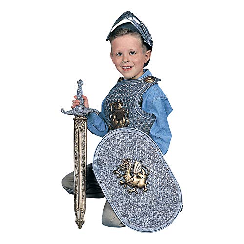 Fun Express Knight Play Set for Kids (5 piece costume set) Helmet, Chest piece, Shield and Sword - VBS Vacation Bible School Supplies/Decor