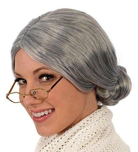 Kangaroo Grey Bun Wig - Perfect Old Lady Costume Accessory for Adults - Old Lady Wig, Ideal for Granny Roles, Mrs. Claus Outfits, Halloween & Cosplay