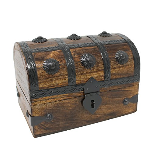Nautical Cove Treasure Chest Keepsake and Decorative Wood Box - Storage Box Medium (6.5 x 4.5 x 4.5)