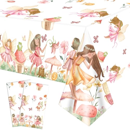 CANDY CHEF Fairy Party Tablecloth Fairy Birthday Party Table Cover 3Pcs Fairies Garden Table Covers Fairy Birthday Party Decorations for Fairy Elf Theme Baby Shower Supplies