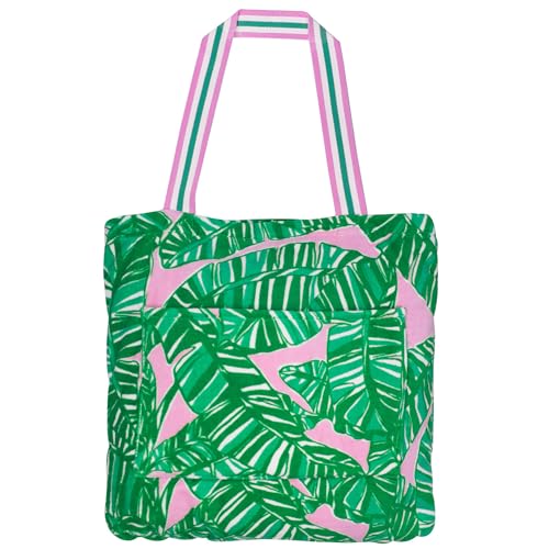 Lilly Pulitzer Towel Tote Bag, Travel Beach Towel with Terrycloth Tote Bag and Interior Pockets, 40 x 70, Let's Go Bananas