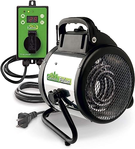 Bio Green PAL 2.0/USDT Palma Greenhouse Heater with Thermostat - Fast Heating, Grow Tent Heater, Greenhouse Fan, Outdoor Heater & Electric Garage Warmer - 11”x 8”x12.5' - 110v Heater -2 Years Warranty