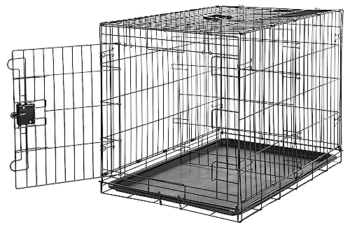 Amazon Basics - Durable, Foldable Metal Wire Dog Crate with Tray, Single Door, 36 x 23 x 25 Inches, Black