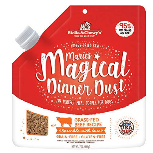 Stella & Chewy's Freeze-Dried Raw Marie's Magical Dinner Dust – Protein Rich, Grain Free Dog & Puppy Food Topper – Grass-Fed Beef Recipe – 7 oz Bag