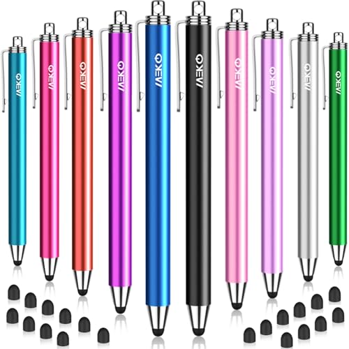 Stylus Pens for Touchscreens, MEKO 10 Pack 0.24' High Precision Replaceable Thin Tip Stylus with 20 Pcs Replacement Tips for iPad iPhone Tablets Smartphone&All Universal Touch Screen(10 Stylus+20Tips)