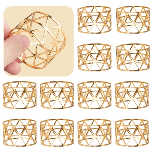 12PCS – Napkin Rings, Gold Napkin Rings Set of 12, Holiday Napkin Holders for Dining, Anniversary, Birthday, Christmas, Easter, Fall, Halloween, Thanksgiving, Party of Table Setting