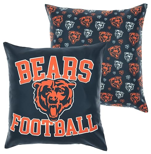 FOCO NFL 2 Pack Throw Pillow Cover 18 x 18, Chicago Bears