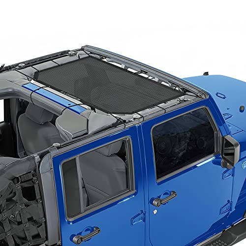 Alien Sunshade Jeep Wrangler JK & JKU Black (2007-2018) – Front Mesh Sun Shade for Jeep JK Unlimited - Blocks UV, Wind, Jeep Gifts, Noise - Bikini Jkini Top Cover for Sport, Sport S, Sahara, Rubicon