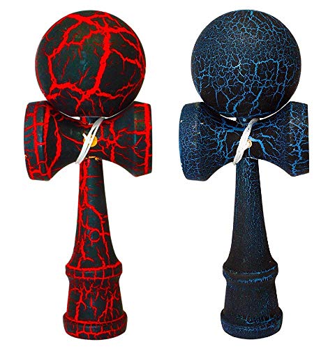 KENDAMA TOY CO. | 2 Pack | Competition Pro Kendama Full Size | Solid Wood Ball and Cup Coordination Toy | Red/Black Blue/Black Bundle