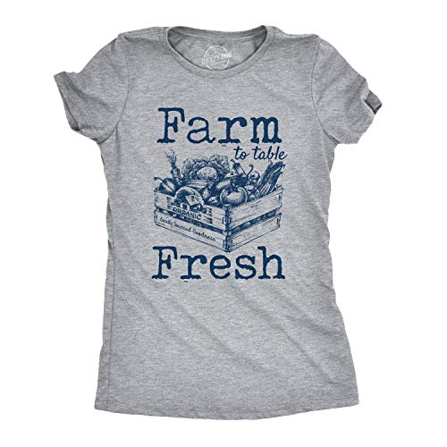Womens Farm to Table Fresh Tshirt Cute Vegetables Farmers Market Tee Funny Womens T Shirts Environmental T Shirt for Women Funny Food T Shirt Women's Light Grey XL