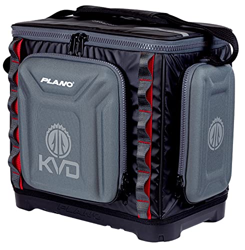 Plano KVD 3700 Signature Series Tackle Bag, Black with Red Accents, Water-Resistant TPE Coated Fabric, Premium Customizable Fishing Storage, Soft Tackle Bag