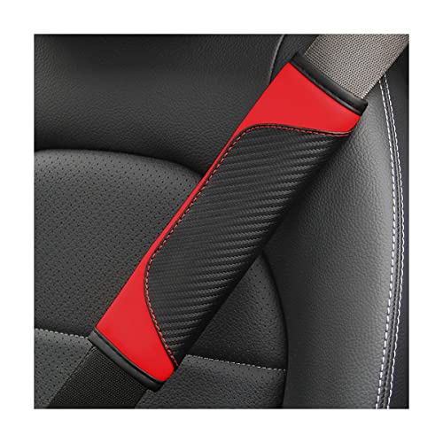 AUCELI 2PCS Car Seat Belt Cover, Carbon Fiber Safety Seatbelt Shoulder Strap Covers, Breathable Leather Soft Harness Pad Protect Your Neck and Shoulder Compatible with Cars