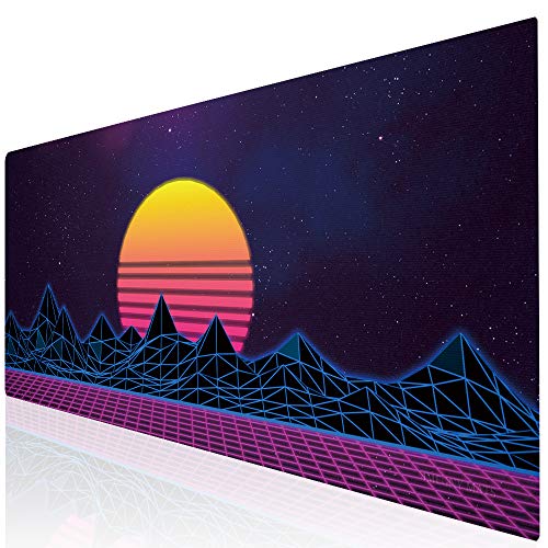 Imegny Large Gaming Mouse Pad, Extended XXL Desk Pad & Non-Slip Rubber Mat for Mice and Keyboard with Stitched Edges （90x40 zisesun011）
