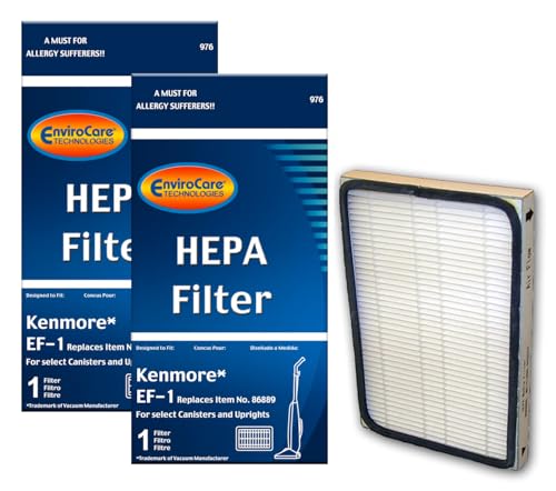 EnviroCare Replacement HEPA Vacuum Cleaner Filters designed to fit Kenmore Vacuums using the EF-1 filters. 2 filters