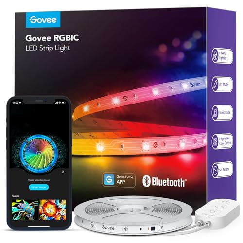 Govee RGBIC LED Strip Lights, Smart LED Lights for Bedroom, Bluetooth LED Lights APP Control, DIY Multiple Colors on One Line, Color Changing LED Strip Lighting Music Sync, Home Decor, 16.4ft