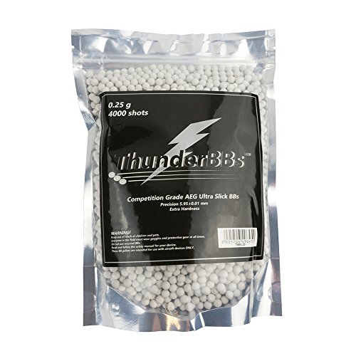 Thunder BBs TBB0.25 Airsoft BBS 0.25G, Competition Grade, White or Off White, 4000 Rounds/Bag