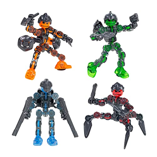 Zing Klikbot Complete set of 4 Poseable Action Figures with Weapons, Translucent, Create Stop Motion Animation, for Ages 6 and Up (Series 3 Guardians)