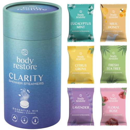 Body Restore Shower Steamers Aromatherapy 6 Pack - Relaxation Birthday Gifts for Women and Men, Stress Relief and Luxury Self Care - Variety