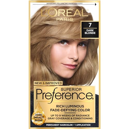 L'Oreal Paris Superior Preference Fade-Defying + Shine Permanent Hair Color, 7 Dark Blonde, Pack of 1, Hair Dye