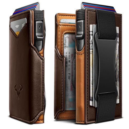 BULLIANT Men Wallet Gift Boxed,Slim Front Pocket Wallet Money Clip Card Holder 3.8'x2.7',Pop-up Access