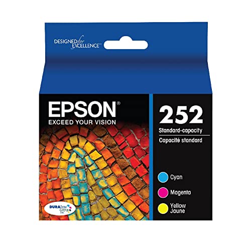 EPSON 252 DURABrite Ultra Ink Standard Capacity Color Combo Pack (T252520-S) Works with WorkForce WF-3620, WF-3640, WF-7110, WF-7610, WF-7620, WF-7710, WF-7720, WF-7210