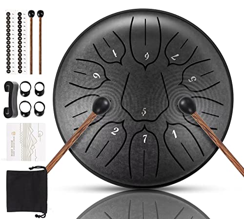 Steel Tongue Drum 11 Note 6 Inches D-Key Tank Drum Handpan Drum Percussion Instrument for Meditation Entertainment Musical Education Concert Mind Healing Yoga