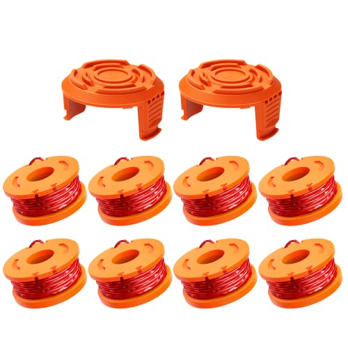 Eventronic 10 Pack WA0010 Trimmer Line Compatible with Worx Weed Eater, 0.065' Autofeed Replacement Trimmer Spool for Worx String Trimmer(8 Line Spools + 2 Caps)