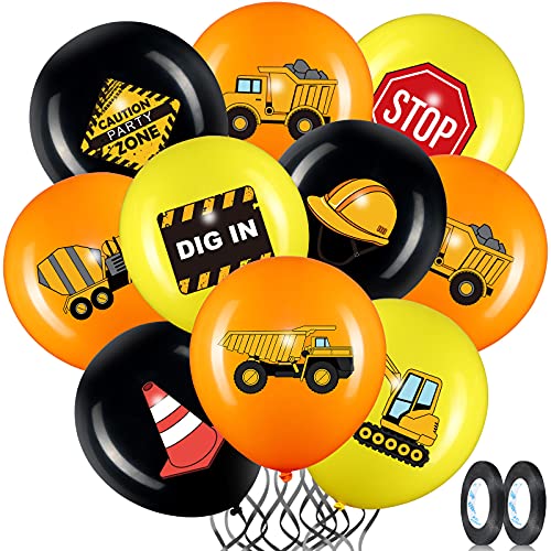 45 Pieces Construction Balloons, 12 Inch Construction Birthday Party Decorations for Children Shower Dump Truck Birthday Party Construction Zone Theme Party Traffic Zone Birthday Party Supplies
