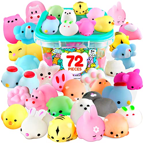 72 Pcs Squishies Mochi Squishy Toys, Easter Mini Squishy Animals, Stress Relief Squishy Toy Bulk for Easter Basket Stuffers, Classroom Prizes, Birthday Gift, Stocking Stuffers, and Party Bag Fillers