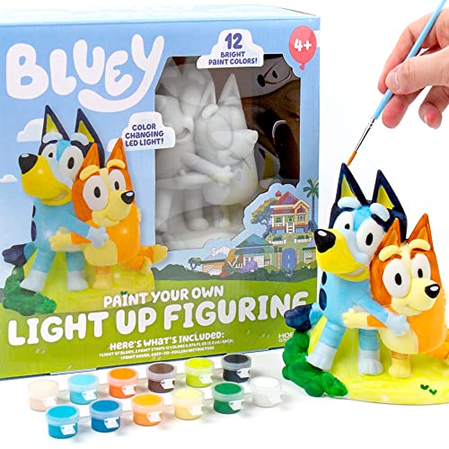 Horizon Group USA Bluey Paint Your Own Light-Up Figurine, Bingo Night Light, Toys for Kids, Playset, Party Decorations, Game, for Kids Ages 3+, Small
