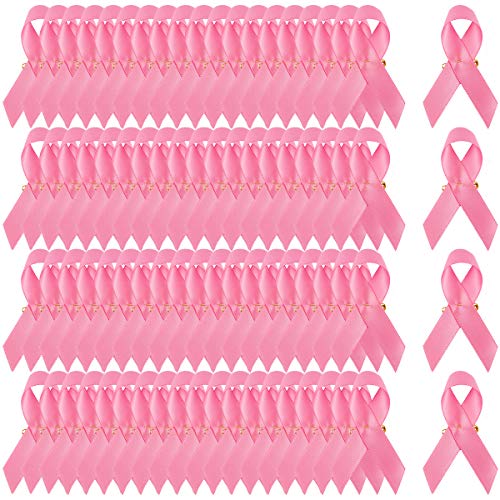 80 Pcs Pink Ribbon Pins- Breast Cancer Awareness Pins Fundraising Lapel Pins Buttons Caring for Breast Cancer Charity Event Survivor Campaign Party Favors Supplies