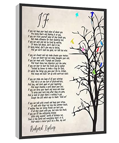 RCVTVPV If Kipling Poem Wall Art Rudyard Kipling Inspirational Poem Poster Canvas Wall Art For Home Office Framed Ready to Hang 12'x16'