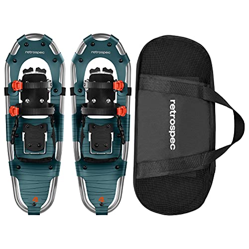 Retrospec Drifter Snowshoe for Men & Women - Aluminum Frames & a Double-Rachet Binding System - Lightweight All Terrain Snow Shoes with Heel Lifters & Pivot System - 30' Superior Blue