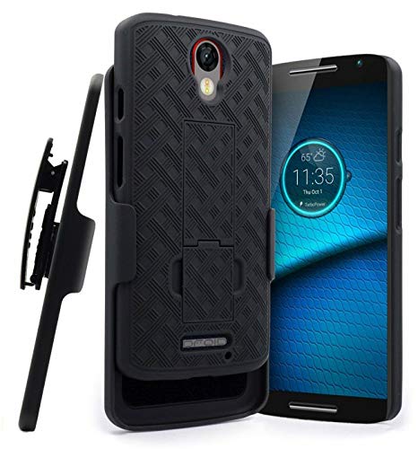 Rome Tech Belt Clip Holster Case for Motorola Droid Turbo 2 ​XT1585 - Slim Heavy Duty Shell Holster Combo - Rugged Phone Cover with Kickstand Compatible with Moto Droid Turbo 2 - Black